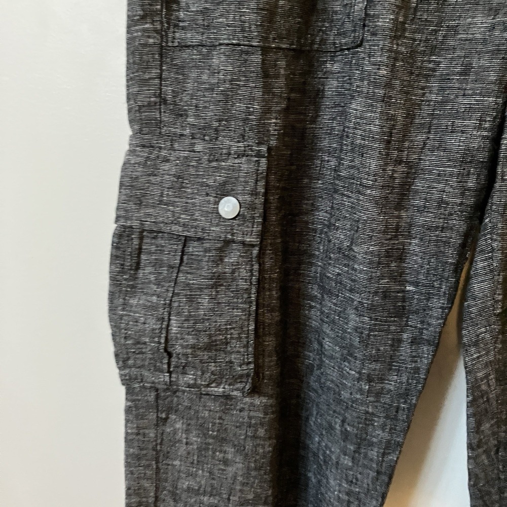 Silver Charlotte Joggers Womens S Heathered Black Gray Linen Blend Cargo Pull On - Picture 4 of 12